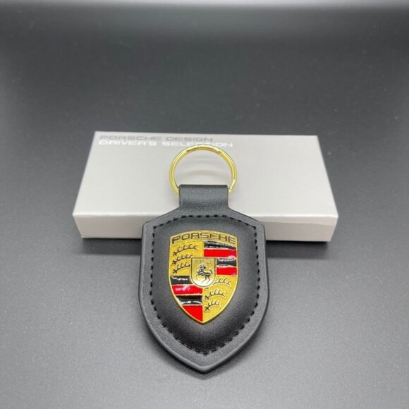 NWT PORSCHE Leather KeyFob Keyring Keychain in Black brand new - Picture 3 of 3
